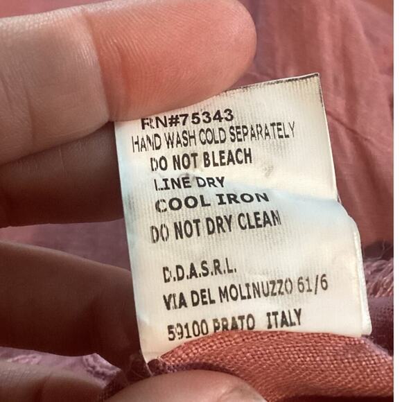 Lina Tomei Womens Linen Shirt Size Medium Dusty Pink Embroidered Lagom Beachy - Picture 10 of 10